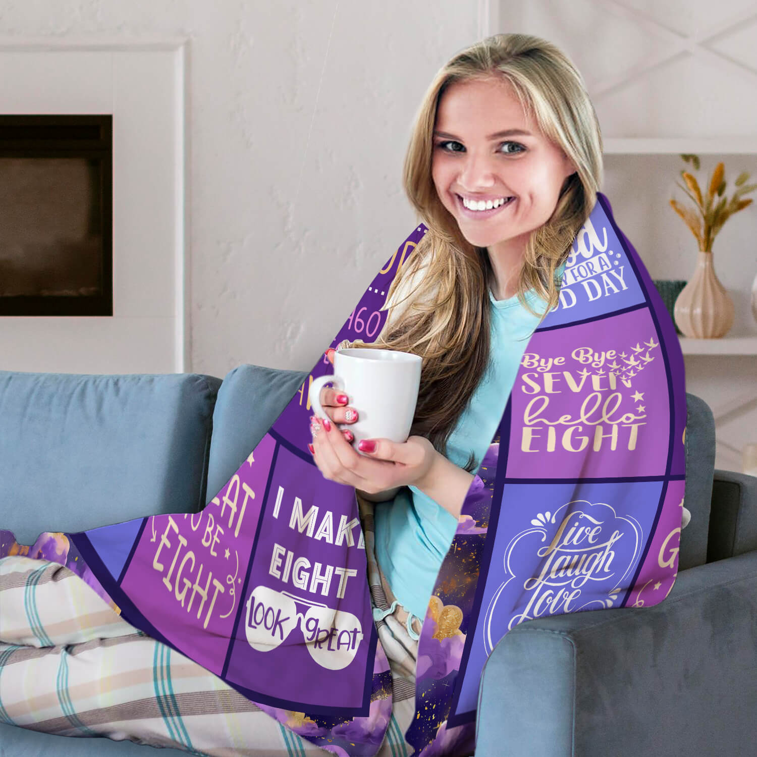 Happy 8th Birthday - Personalized 8th Birthday gift For 8 Year Old - Custom Blanket - Elizabethfashions