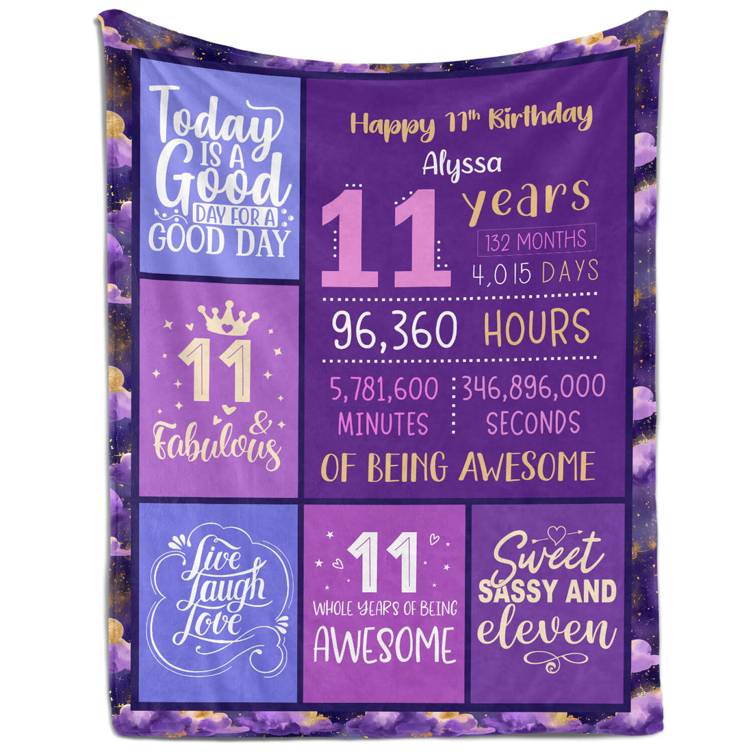 Happy 11th Birthday - Personalized 11th Birthday gift For 11 Year Old - Custom Blanket - Elizabethfashions