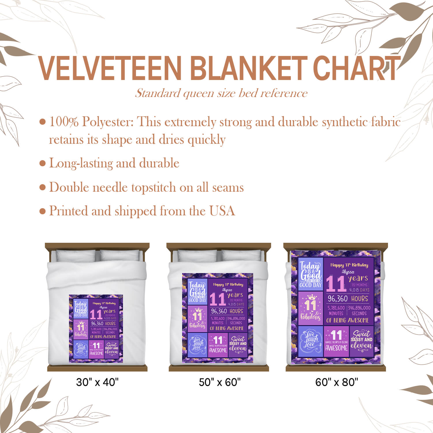 Happy 11th Birthday - Personalized 11th Birthday gift For 11 Year Old - Custom Blanket - Elizabethfashions