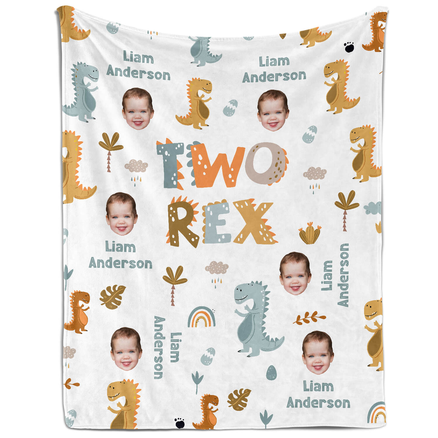 Two Rex - Personalized 2nd Birthday gift For 2 Year Old - Custom Blanket - Elizabethfashions