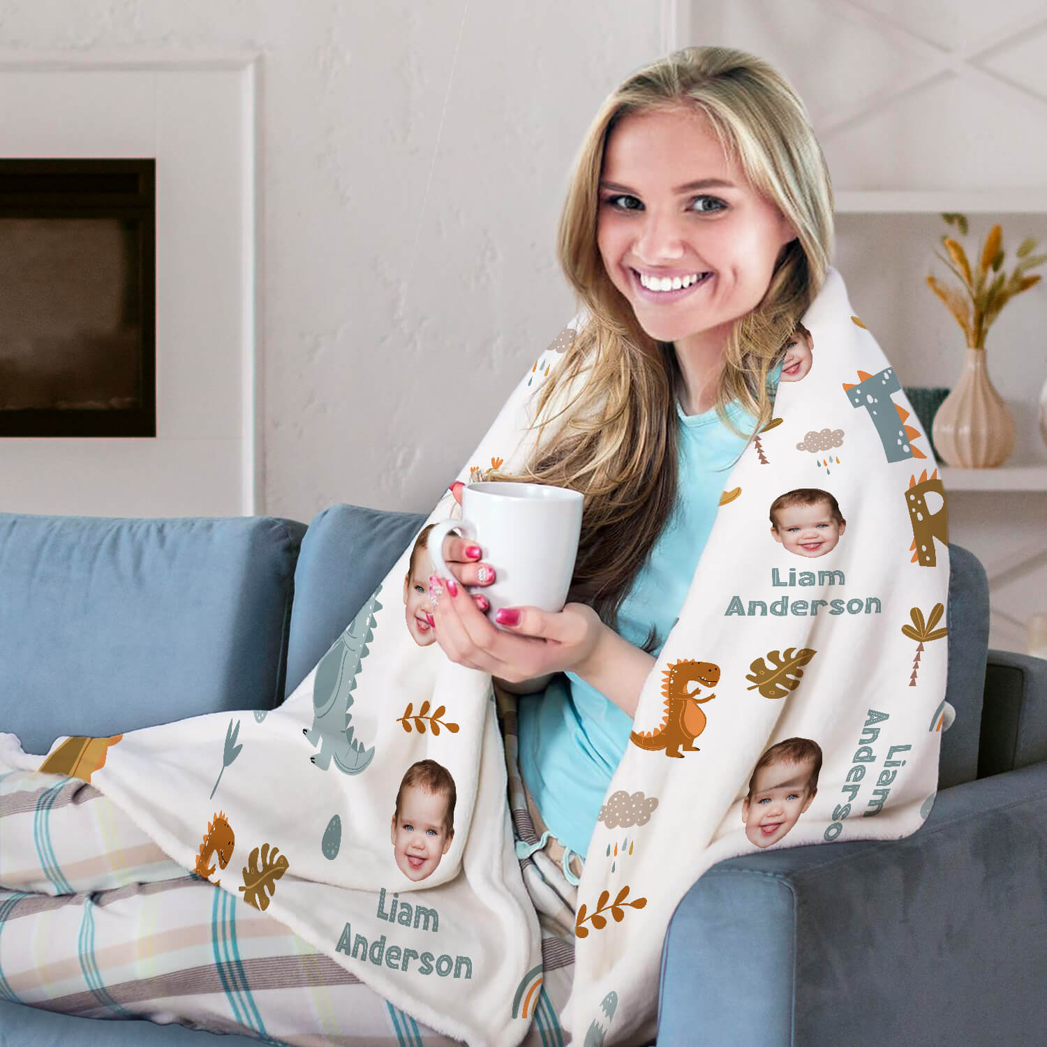 Two Rex - Personalized 2nd Birthday gift For 2 Year Old - Custom Blanket - Elizabethfashions