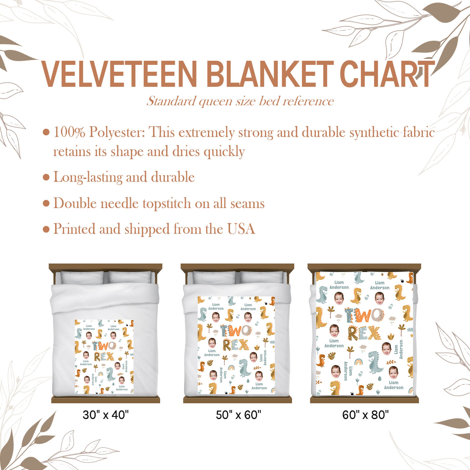 Two Rex - Personalized 2nd Birthday gift For 2 Year Old - Custom Blanket - Elizabethfashions