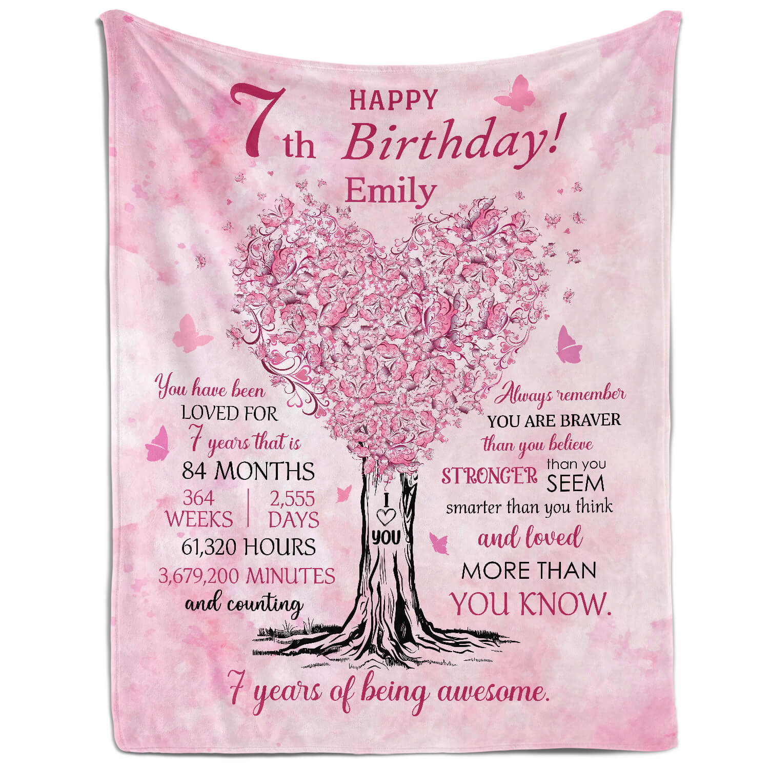 Happy 7th Birthday - Personalized 7th Birthday gift For 7 Year Old - Custom Blanket - Elizabethfashions