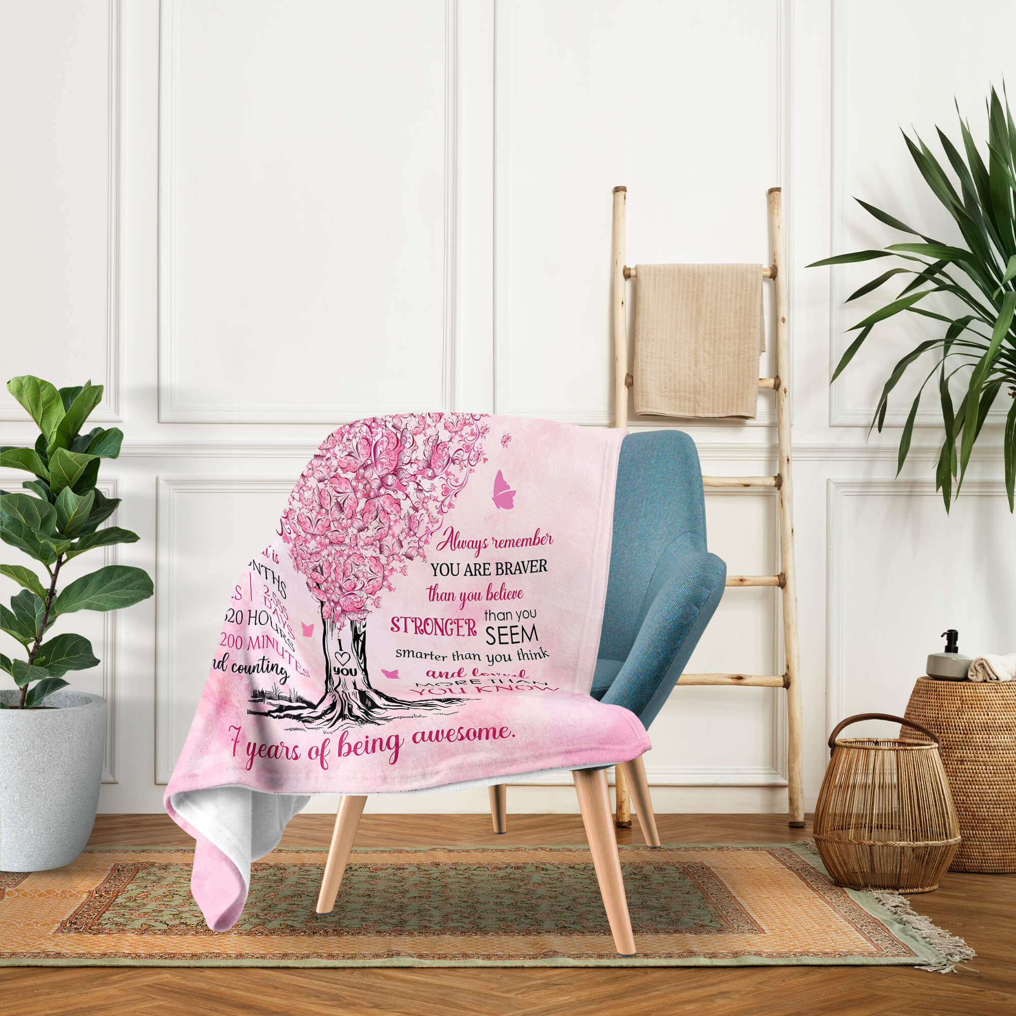 Happy 7th Birthday - Personalized 7th Birthday gift For 7 Year Old - Custom Blanket - Elizabethfashions