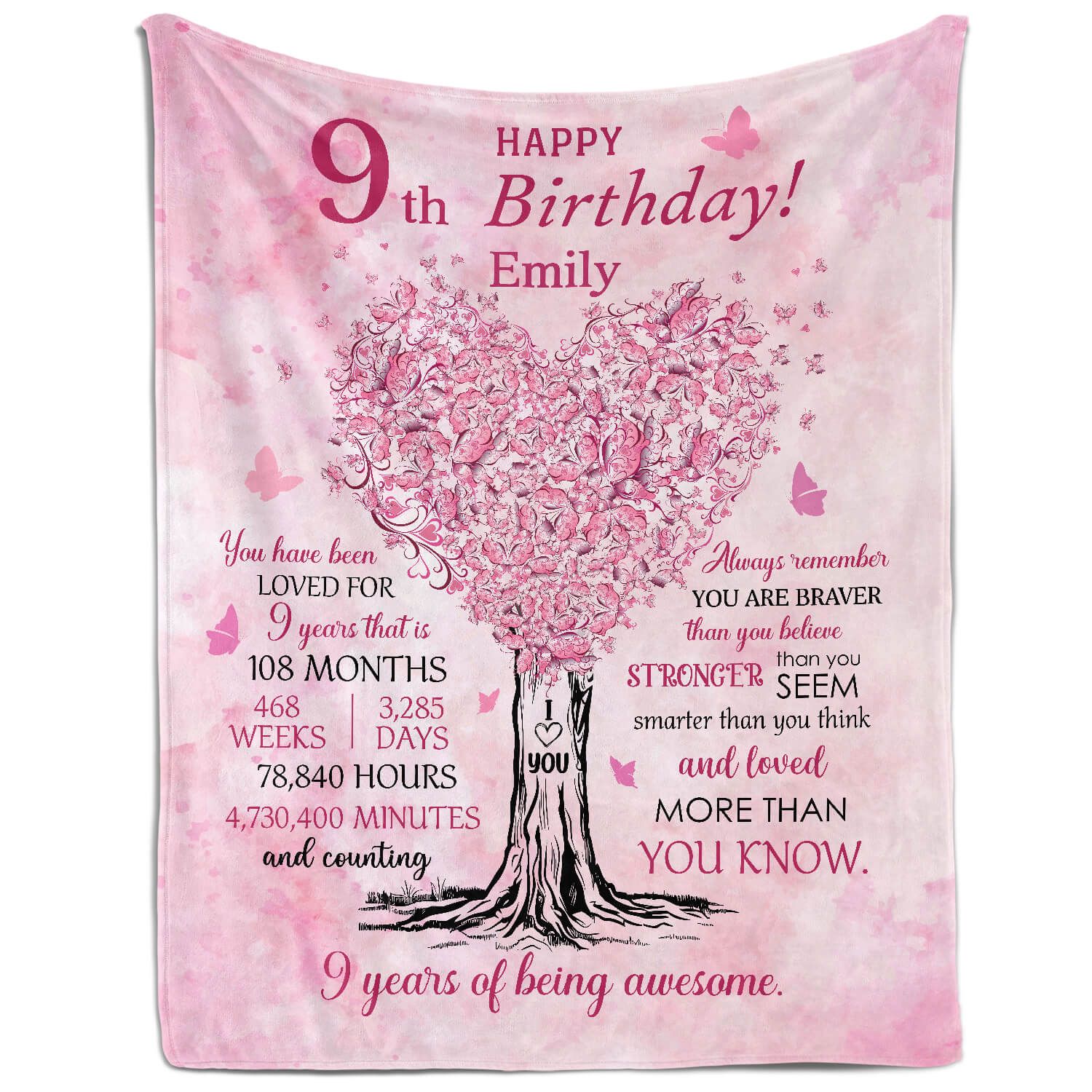 Happy 9th Birthday - Personalized 9th Birthday gift For 9 Year Old - Custom Blanket - Elizabethfashions