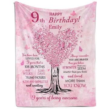 Happy 9th Birthday - Personalized 9th Birthday gift For 9 Year Old - Custom Blanket - Elizabethfashions