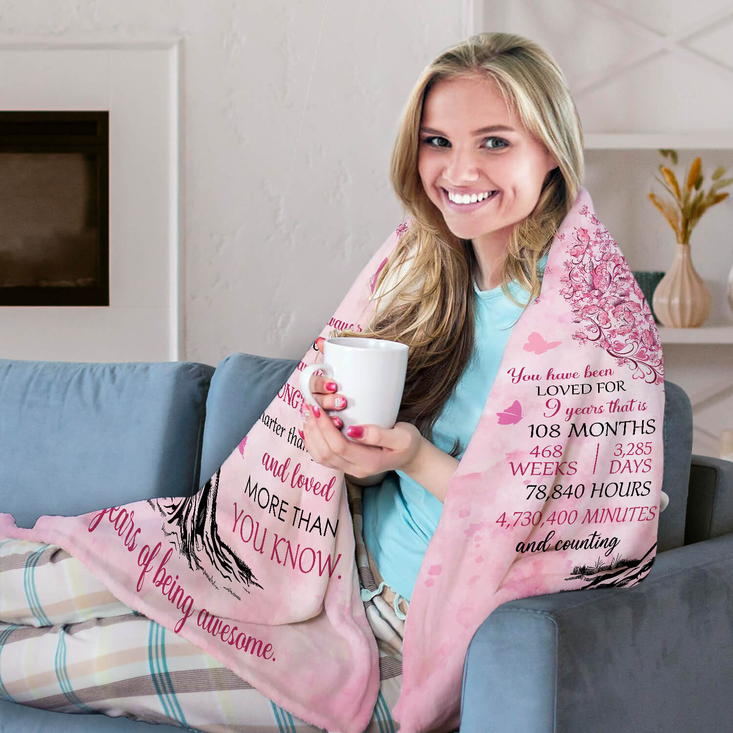 Happy 9th Birthday - Personalized 9th Birthday gift For 9 Year Old - Custom Blanket - Elizabethfashions