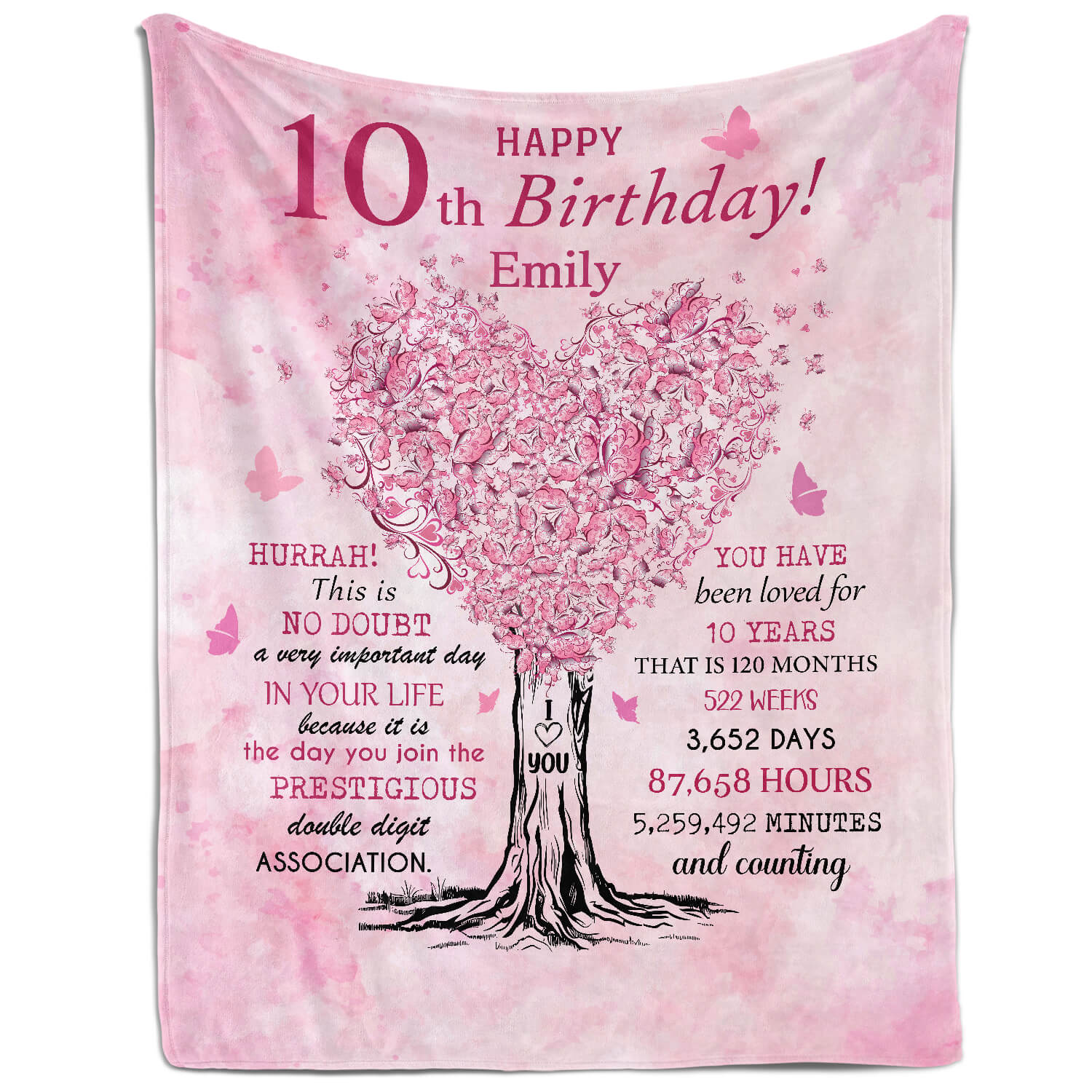 Happy 10th Birthday - Personalized 10th Birthday gift For 10 Year Old - Custom Blanket - Elizabethfashions