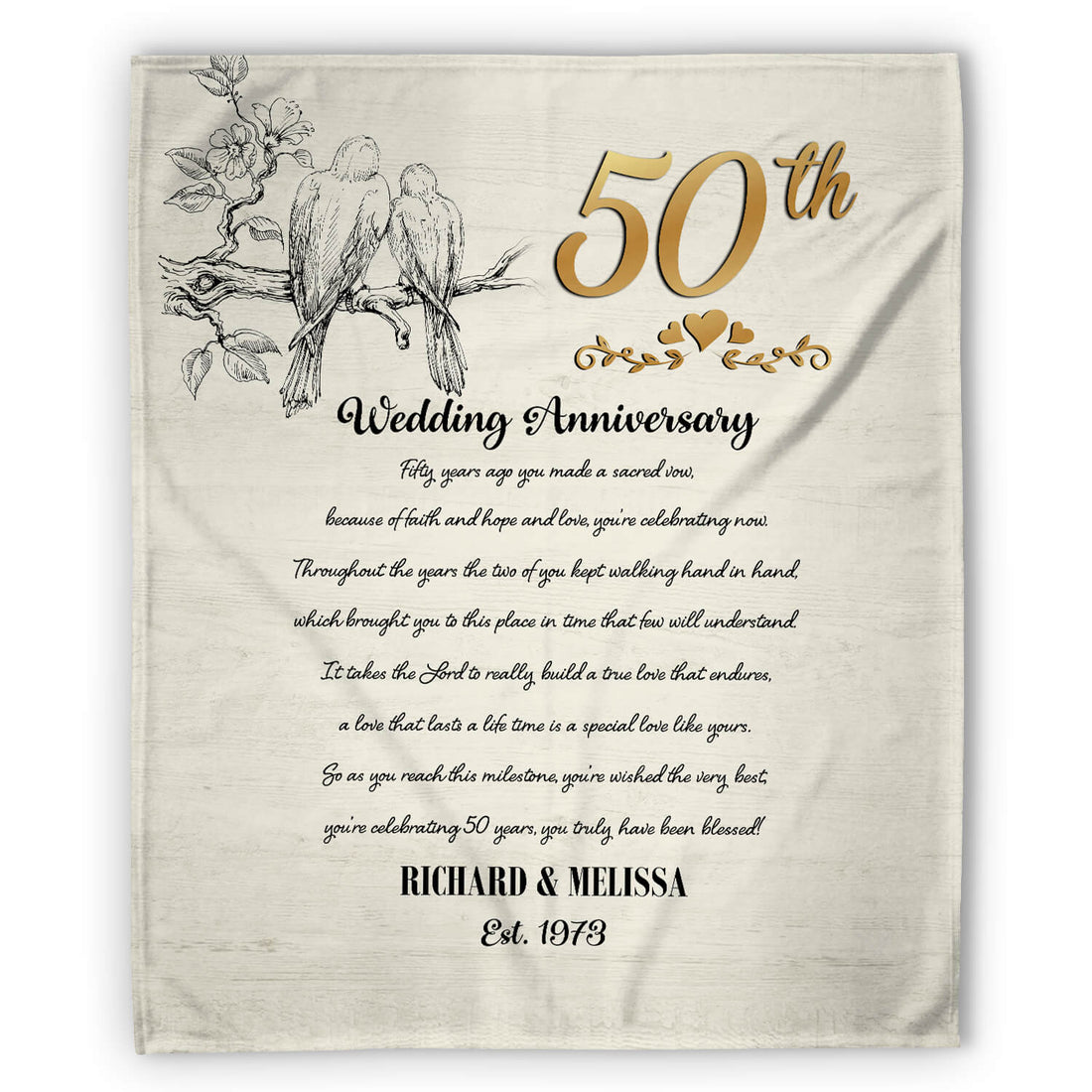 50th Wedding Anniversary - Personalized 50 Year Anniversary gift for Parents - Custom Blanket - Elizabethfashions