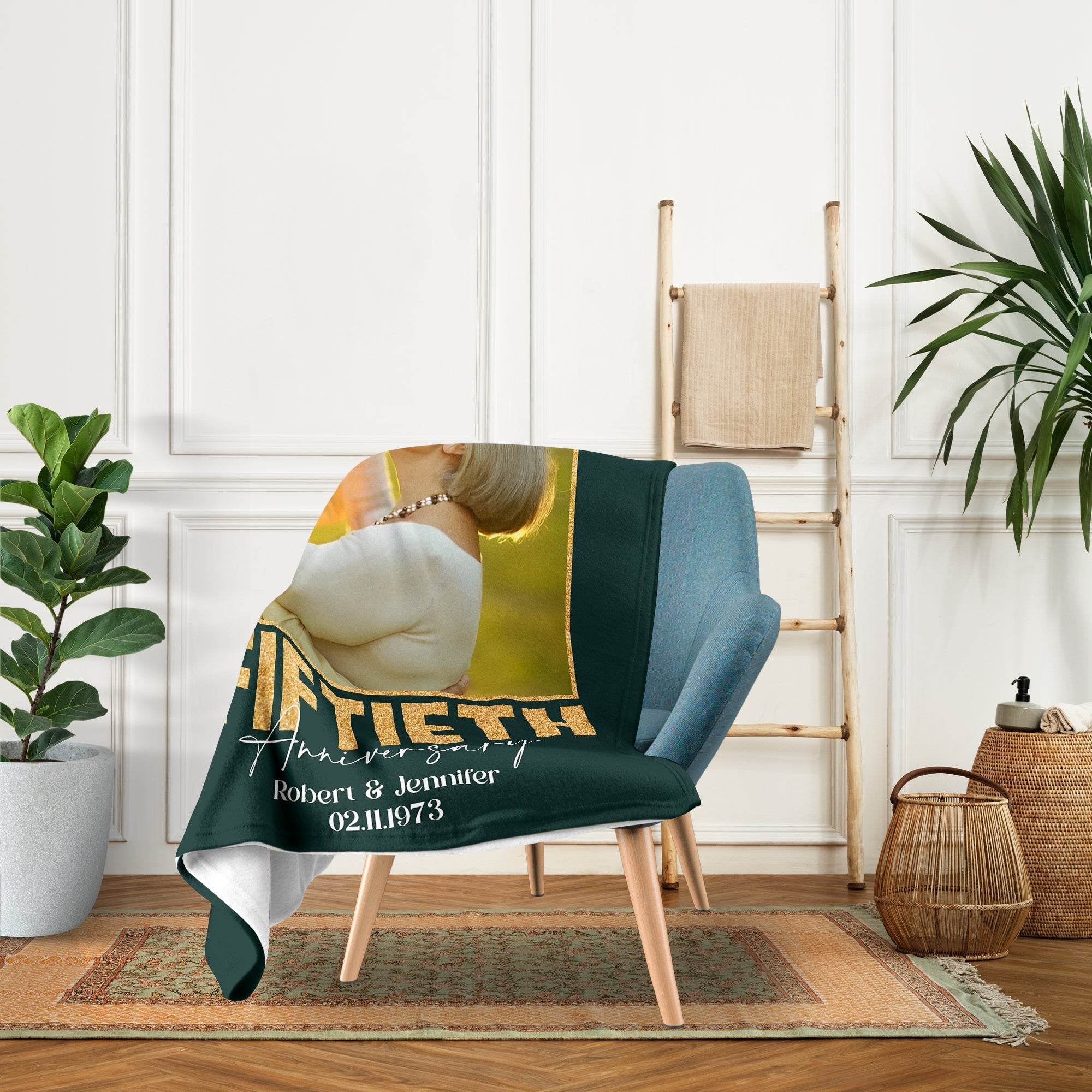 Fiftieth Anniversary - Personalized 50 Year Anniversary gift for Husband or Wife or Parents - Custom Blanket - Elizabethfashions