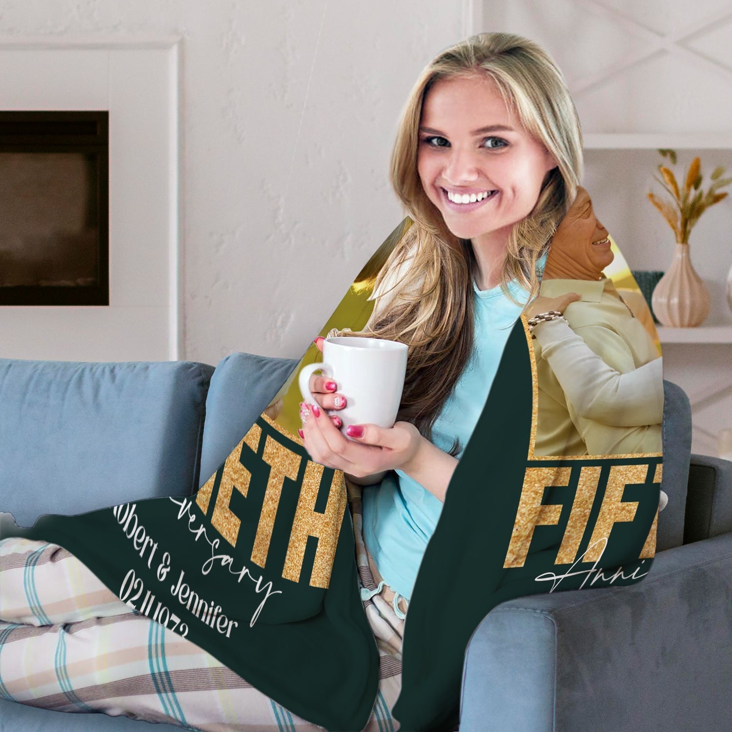 Fiftieth Anniversary - Personalized 50 Year Anniversary gift for Husband or Wife or Parents - Custom Blanket - Elizabethfashions