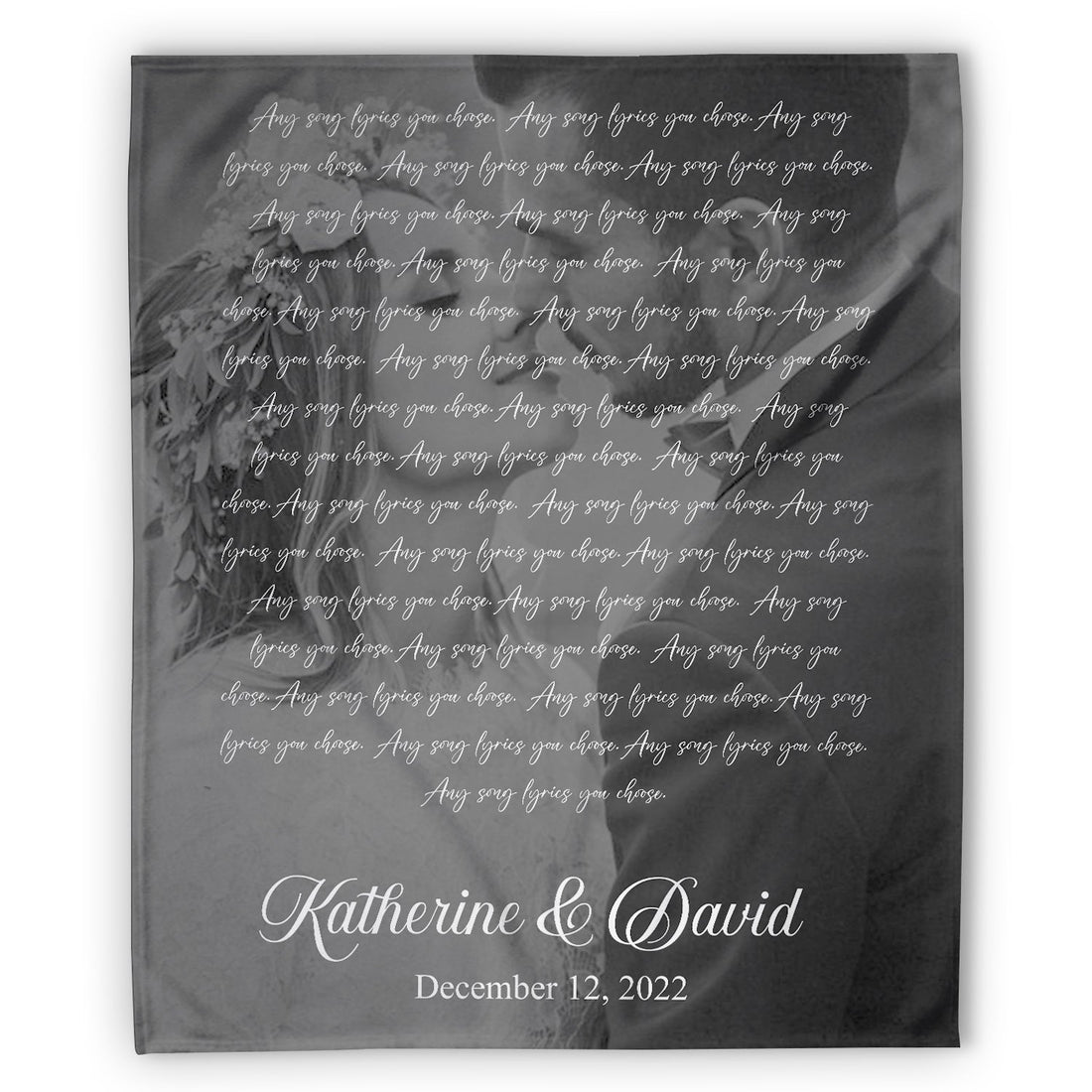 Black and White Song Lyrics - Personalized Anniversary or Valentine's Day gift for Husband or Wife - Custom Blanket - Elizabethfashions