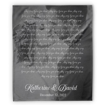Black and White Song Lyrics - Personalized Anniversary or Valentine's Day gift for Husband or Wife - Custom Blanket - Elizabethfashions