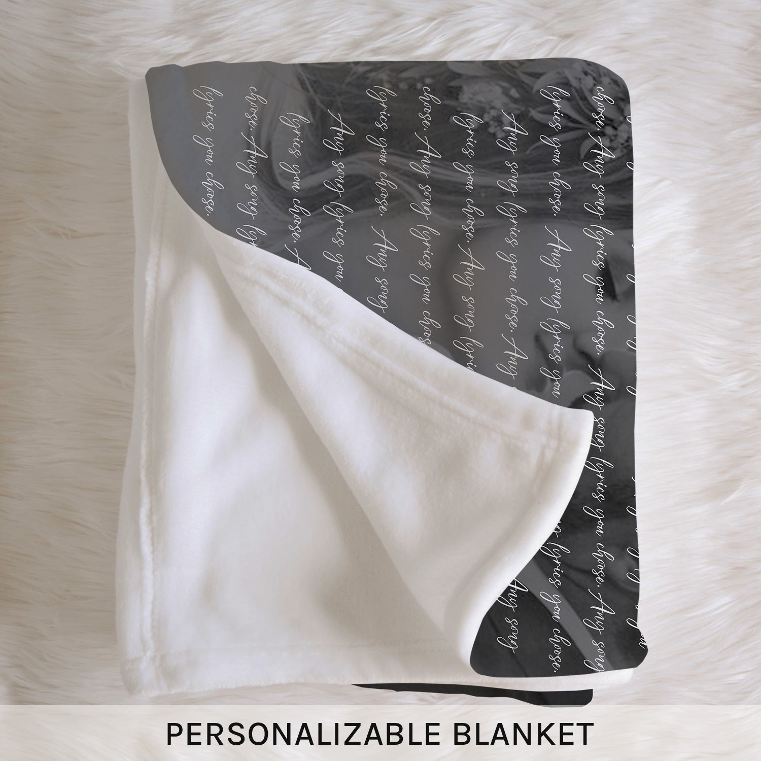 Black and White Song Lyrics - Personalized Anniversary or Valentine's Day gift for Husband or Wife - Custom Blanket - Elizabethfashions
