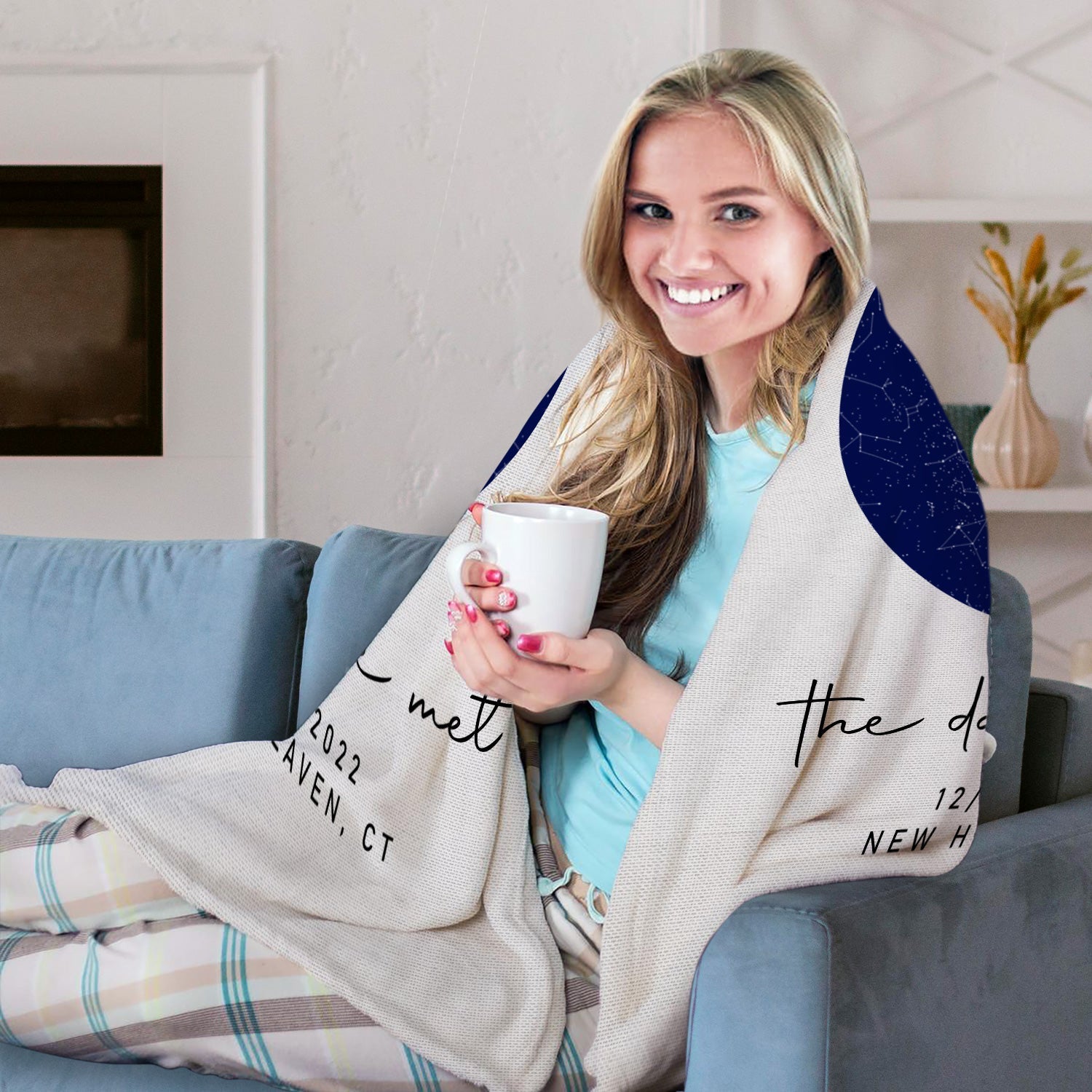 The Day We Met - Personalized Anniversary or Valentine's Day gift for Husband or Wife - Custom Blanket - Elizabethfashions