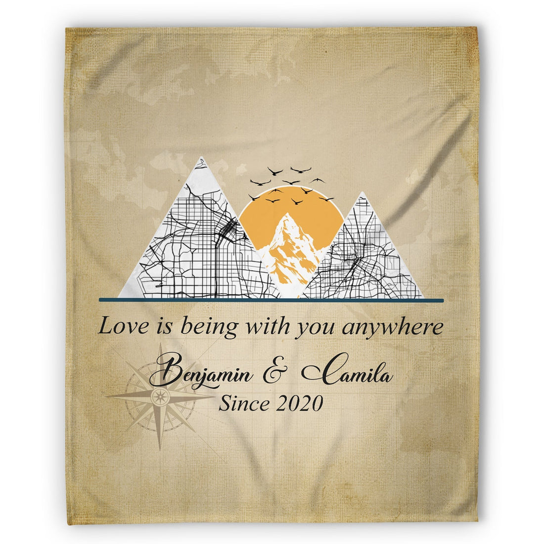 Travel Memories - Personalized Anniversary or Valentine's Day gift for Husband or Wife - Custom Blanket - Elizabethfashions