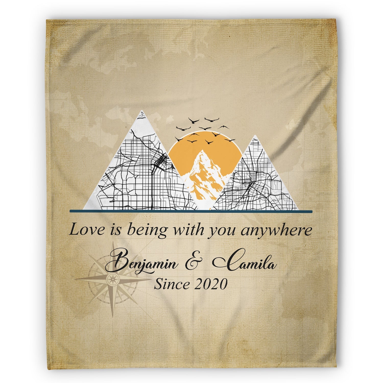 Travel Memories - Personalized Anniversary or Valentine's Day gift for Husband or Wife - Custom Blanket - Elizabethfashions