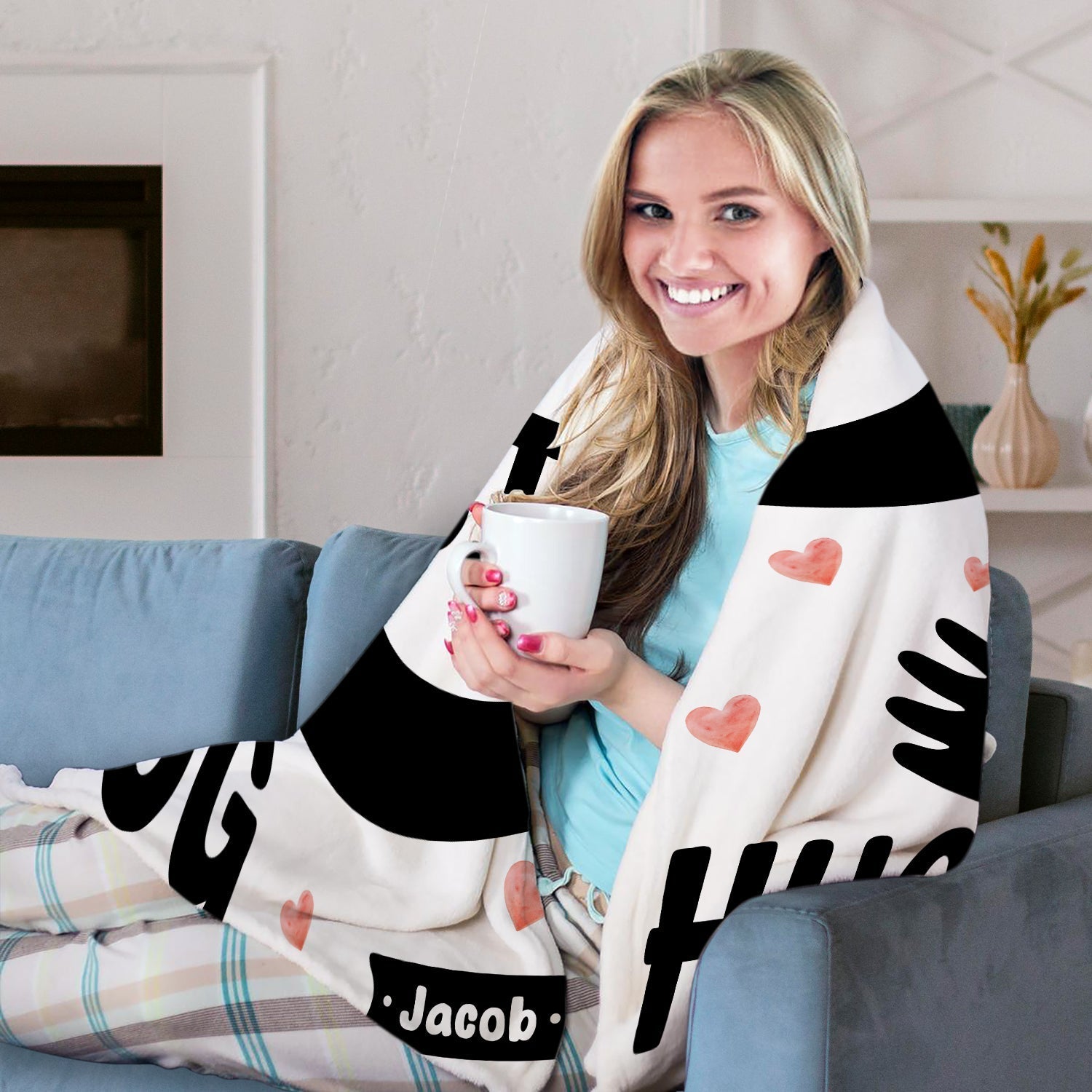 Very Big Hug - Personalized Anniversary or Valentine's Day gift for Husband or Wife - Custom Blanket - Elizabethfashions