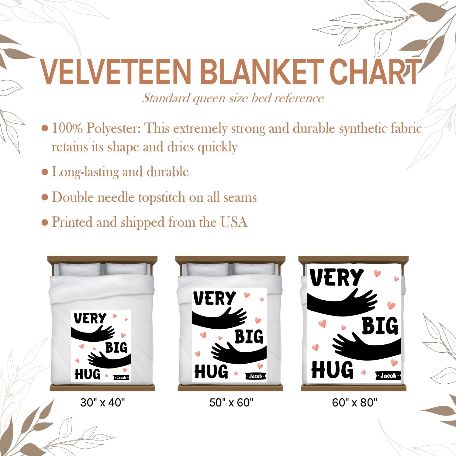 Very Big Hug - Personalized Anniversary or Valentine's Day gift for Husband or Wife - Custom Blanket - Elizabethfashions