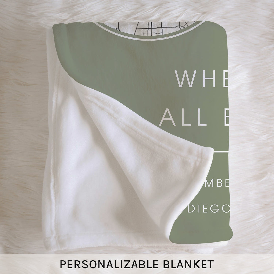 Where It All Began Map - Personalized Anniversary or Valentine's Day gift for Husband or Wife - Custom Blanket - Elizabethfashions