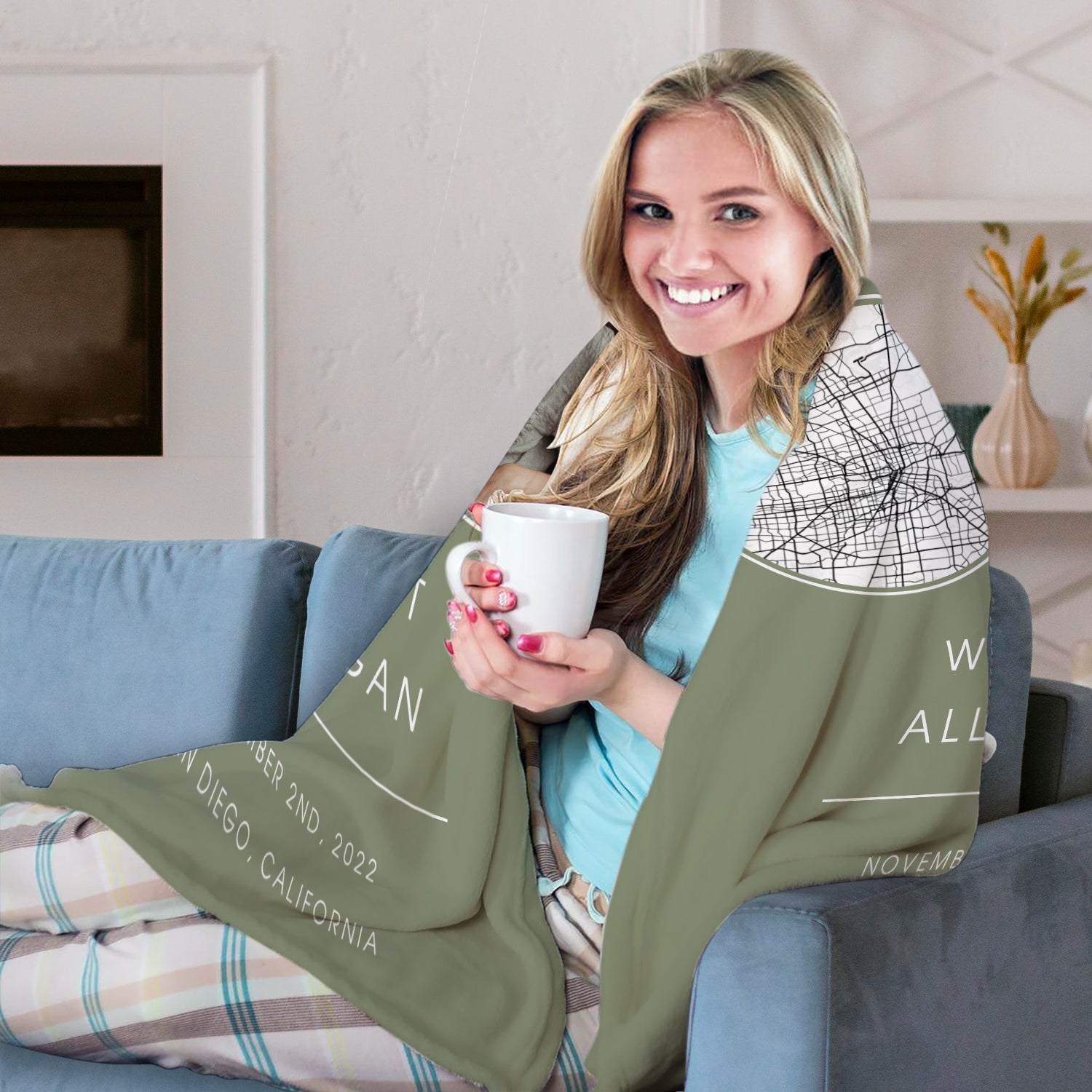 Where It All Began Map - Personalized Anniversary or Valentine's Day gift for Husband or Wife - Custom Blanket - Elizabethfashions