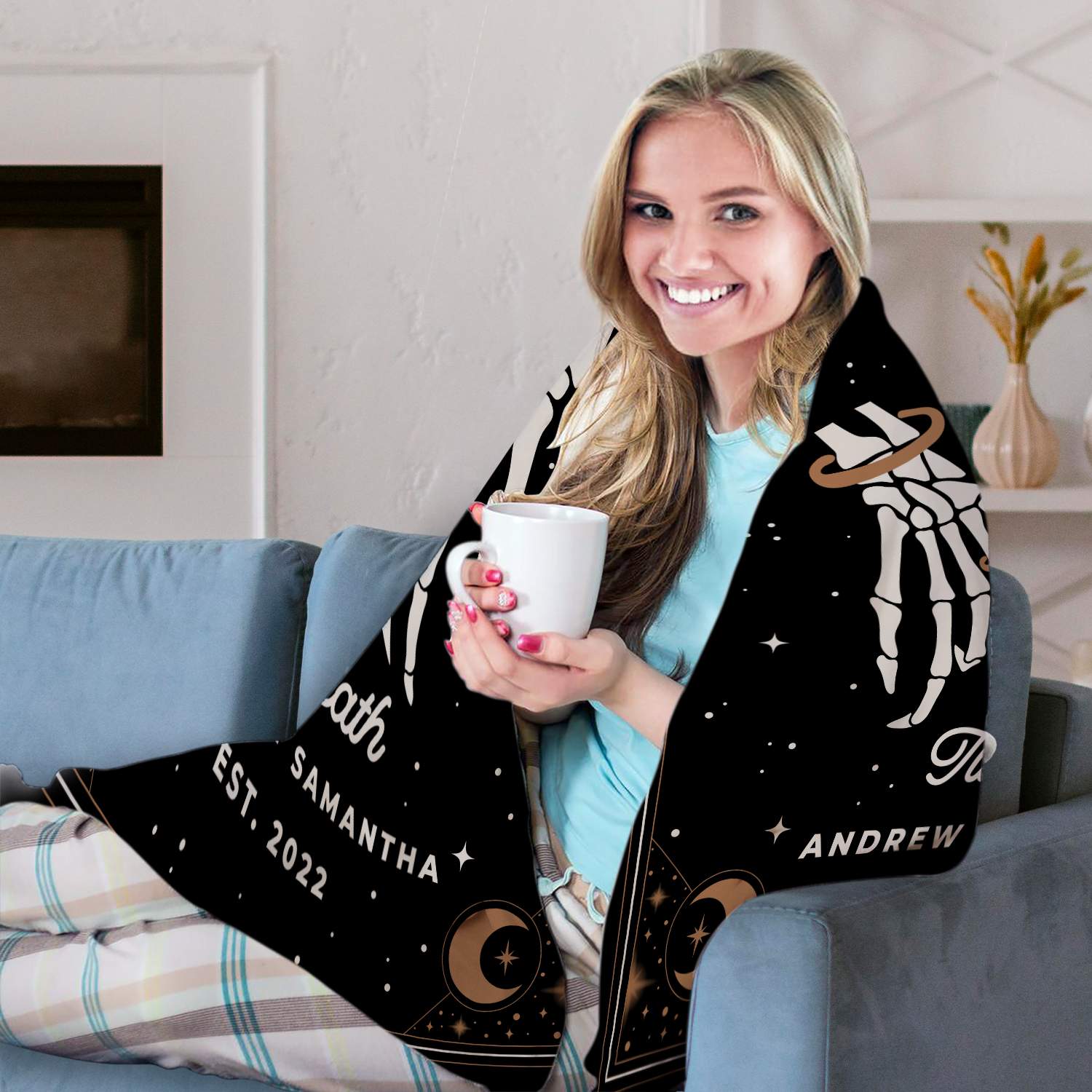 Til Death - Personalized Anniversary or Halloween gift for Him or Her - Custom Blanket - Elizabethfashions