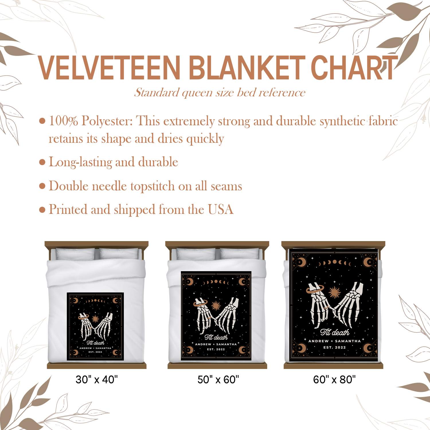 Til Death - Personalized Anniversary or Halloween gift for Him or Her - Custom Blanket - Elizabethfashions