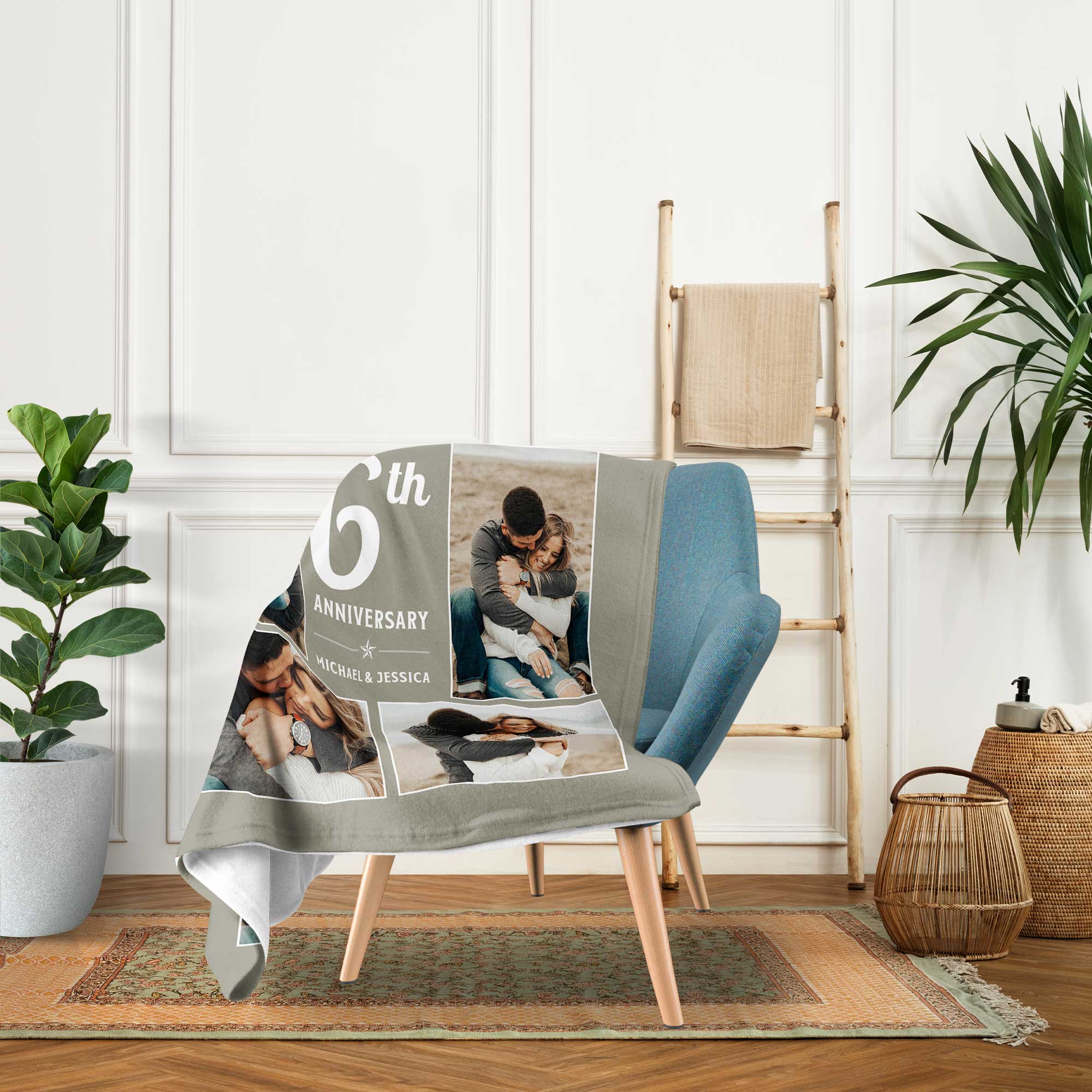 6th Anniversary - Personalized 6 Year Anniversary gift For Husband or Wife - Custom Blanket - Elizabethfashions