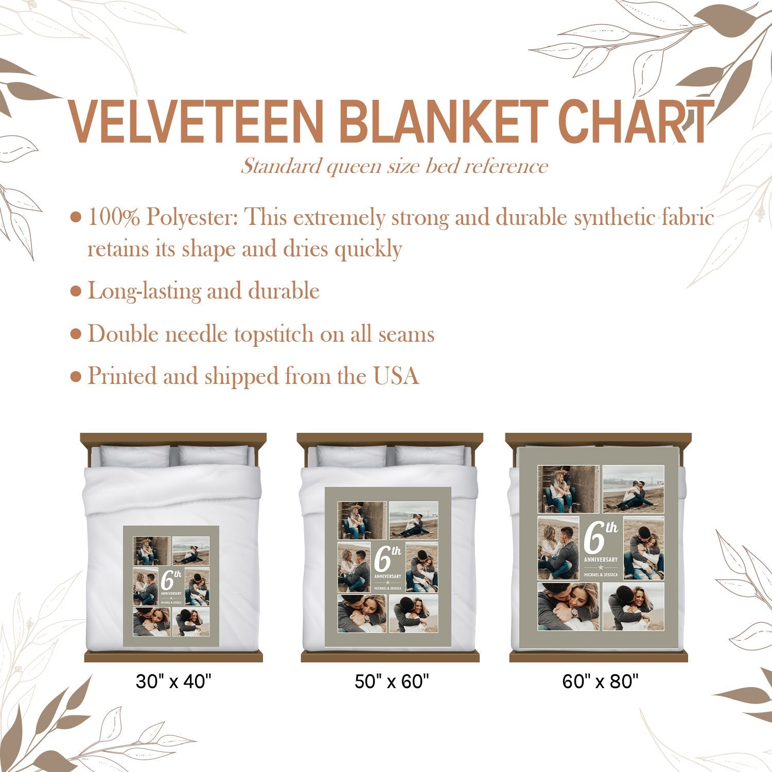 6th Anniversary - Personalized 6 Year Anniversary gift For Husband or Wife - Custom Blanket - Elizabethfashions