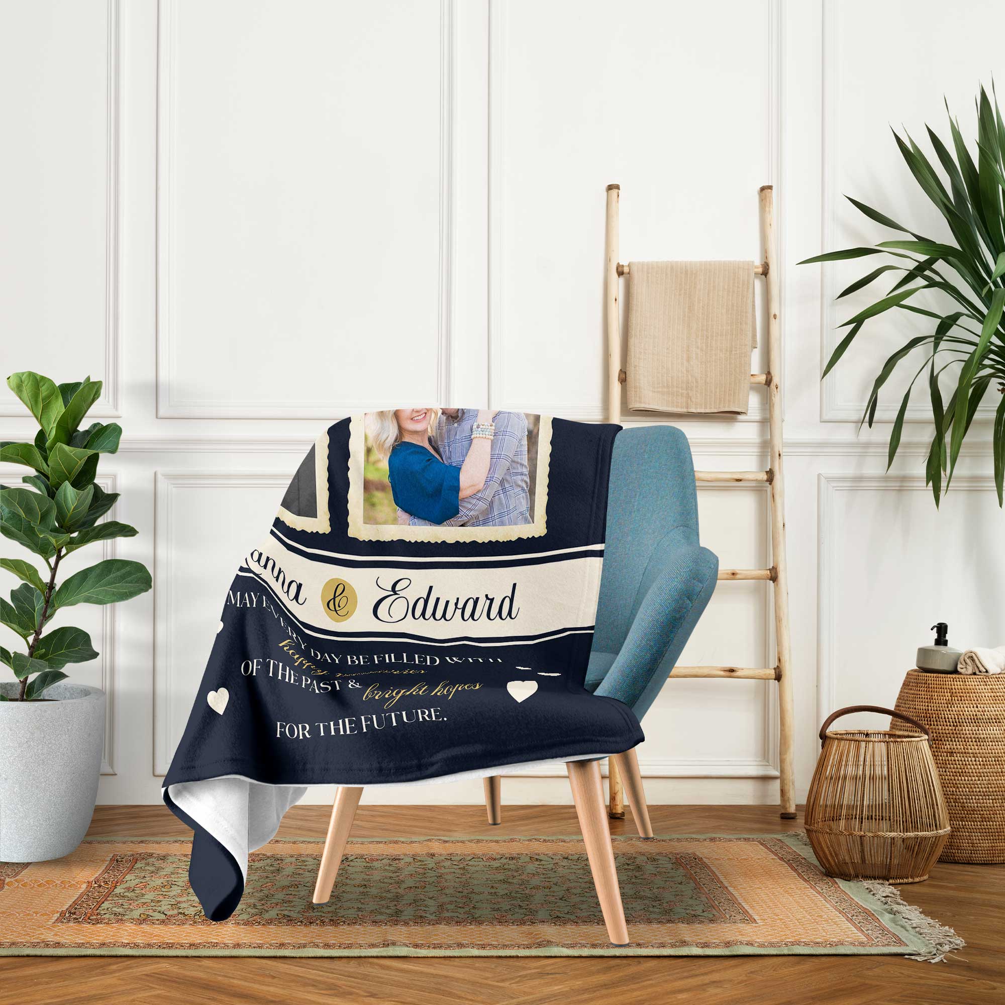 Cheers to 62 Years - Personalized 62 Year Anniversary gift For Parents or Grandparents - Custom Blanket - Elizabethfashions