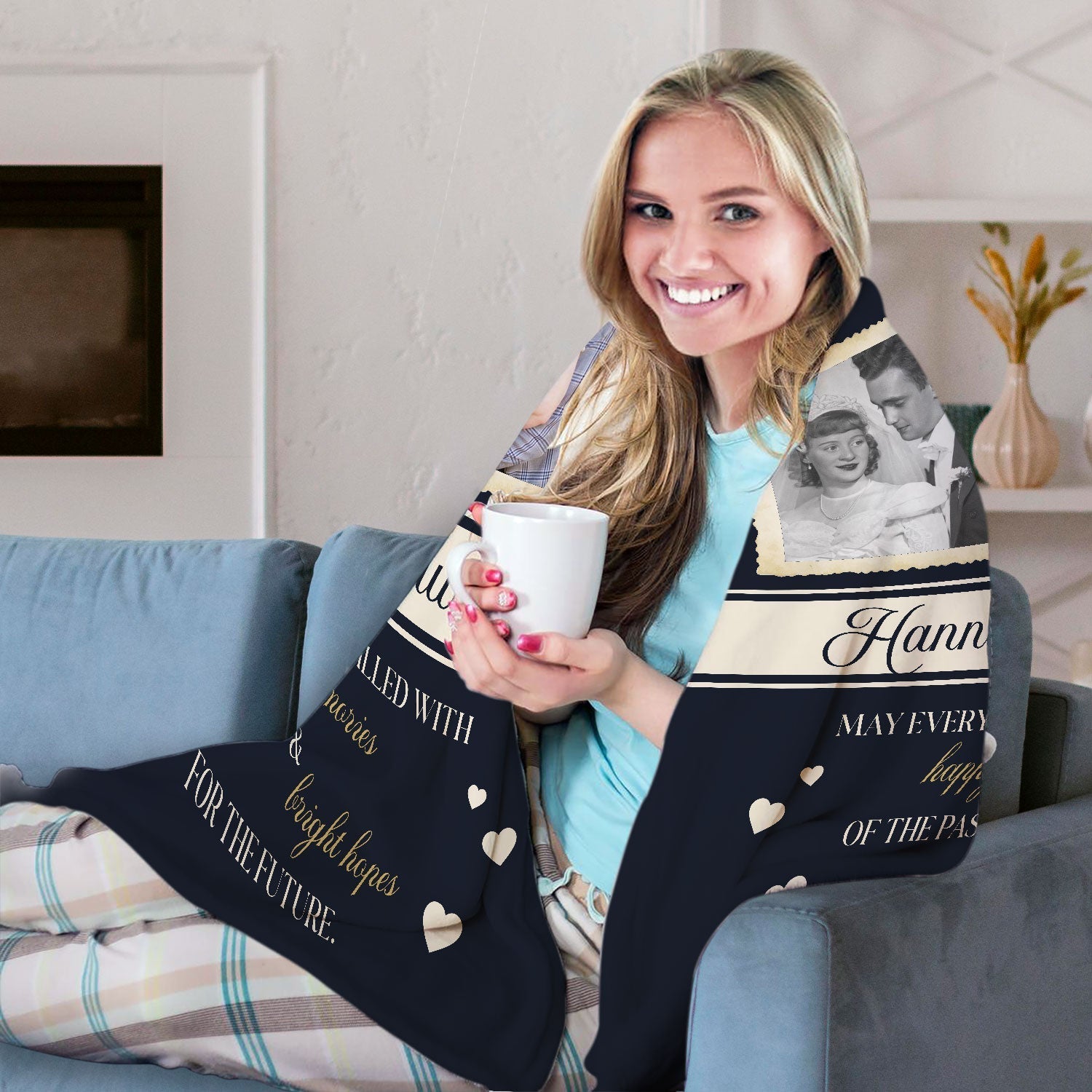 Cheers to 62 Years - Personalized 62 Year Anniversary gift For Parents or Grandparents - Custom Blanket - Elizabethfashions