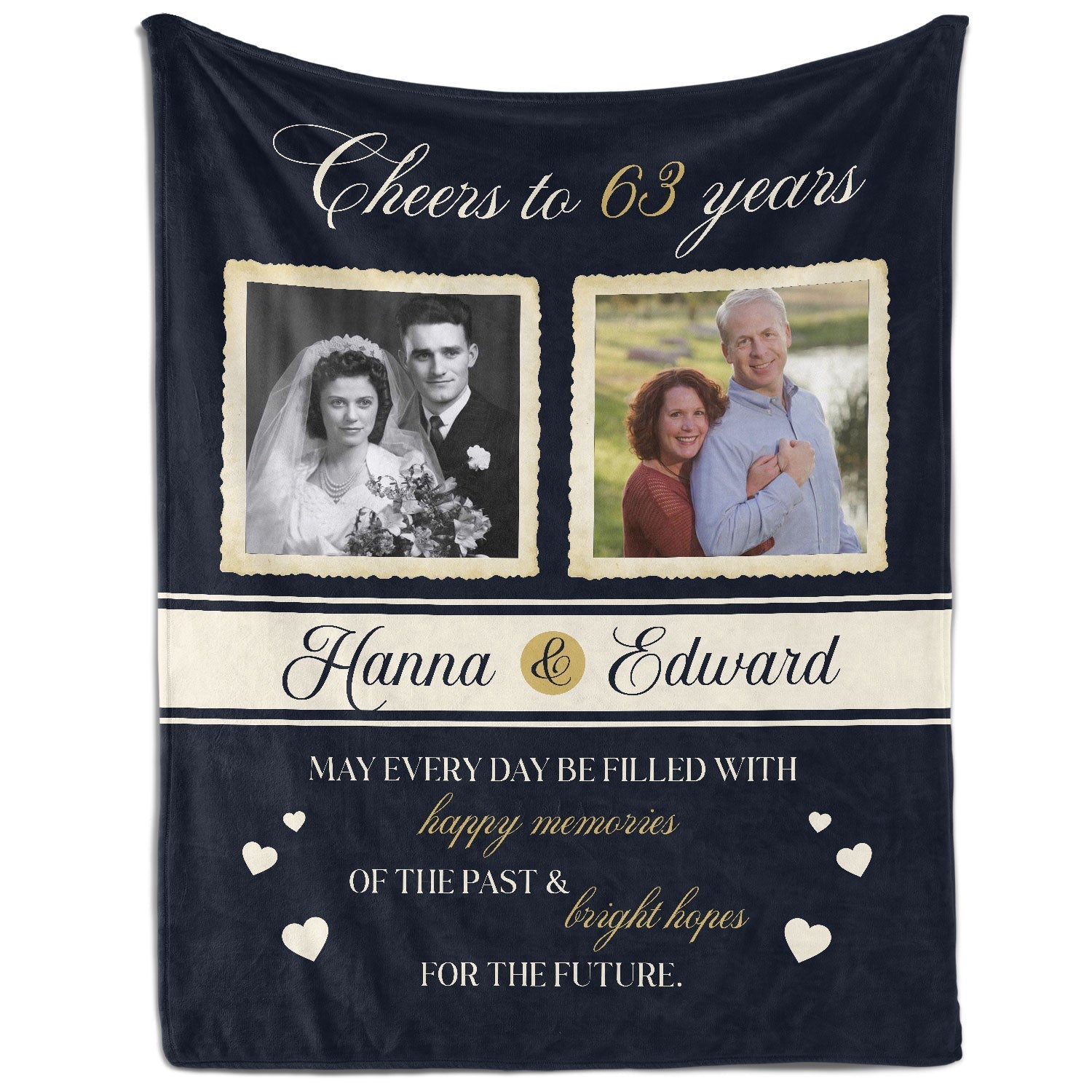 Cheers to 63 Years - Personalized 63 Year Anniversary gift For Parents or Grandparents - Custom Blanket - Elizabethfashions