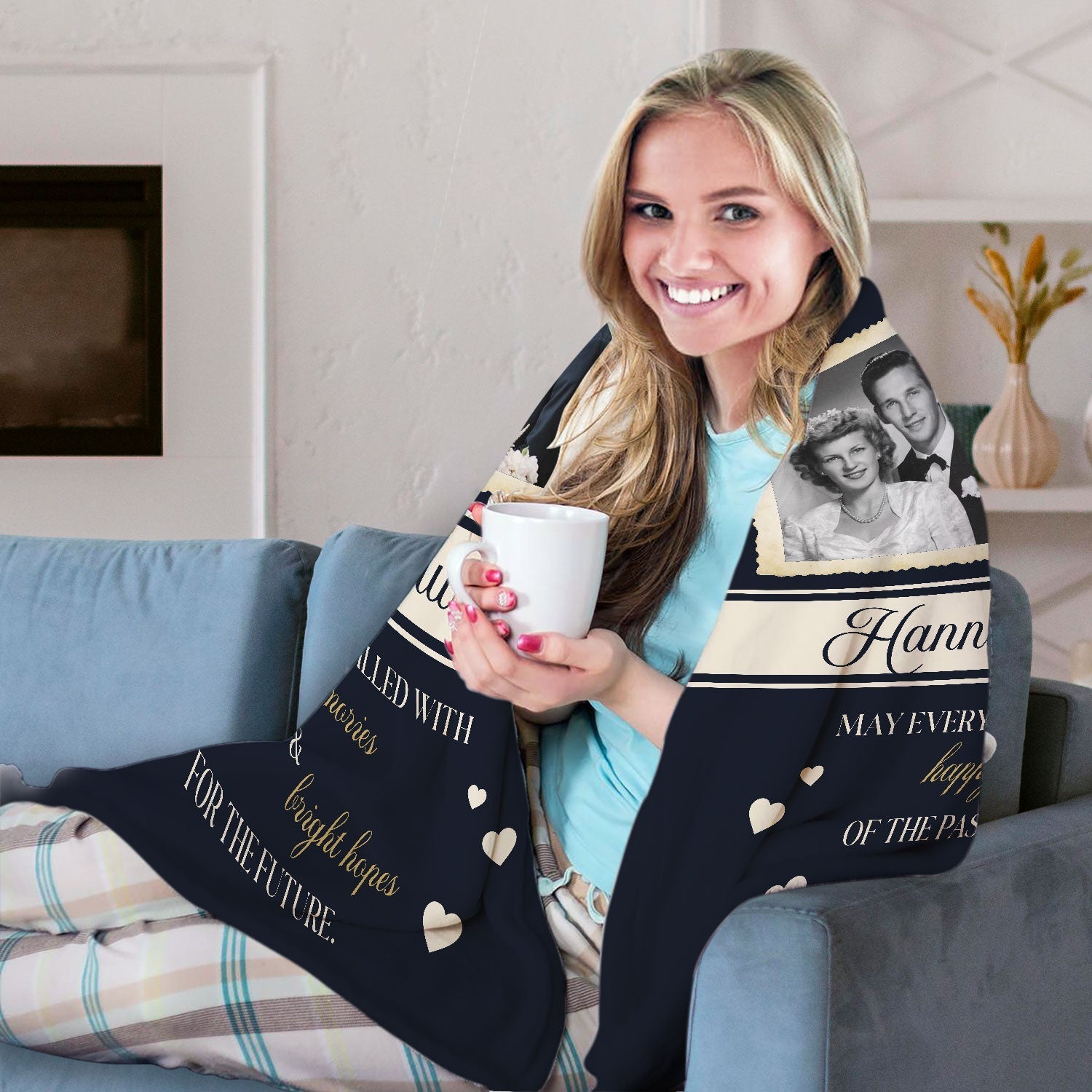 Cheers to 64 Years - Personalized 64 Year Anniversary gift For Parents or Grandparents - Custom Blanket - Elizabethfashions