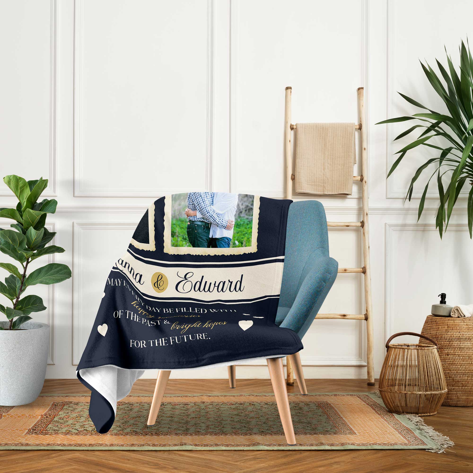 Cheers to 66 Years - Personalized 66 Year Anniversary gift For Parents or Grandparents - Custom Blanket - Elizabethfashions