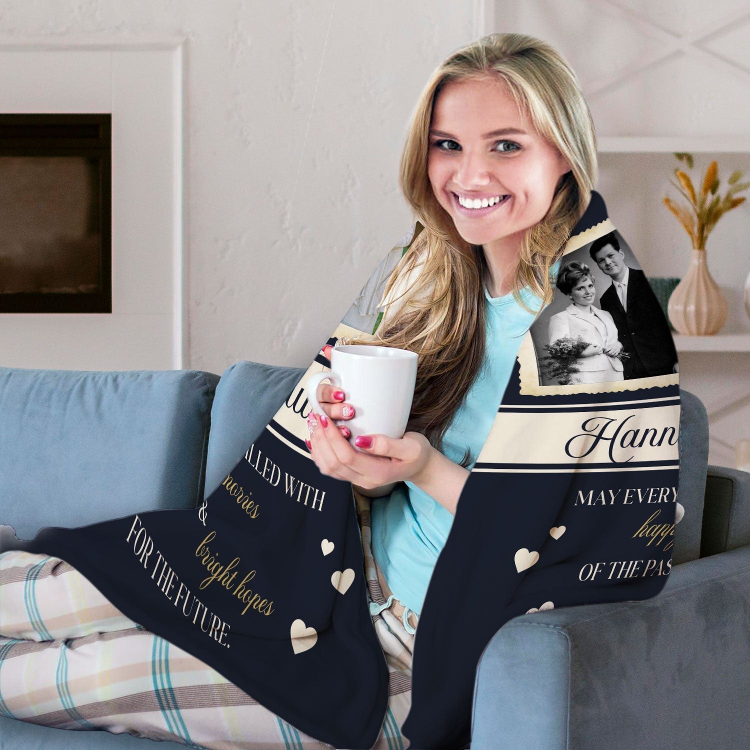 Cheers to 72 Years - Personalized 72 Year Anniversary gift For Parents or Grandparents - Custom Blanket - Elizabethfashions