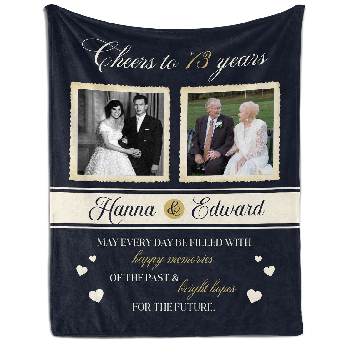 Cheers to 73 Years - Personalized 73 Year Anniversary gift For Parents or Grandparents - Custom Blanket - Elizabethfashions