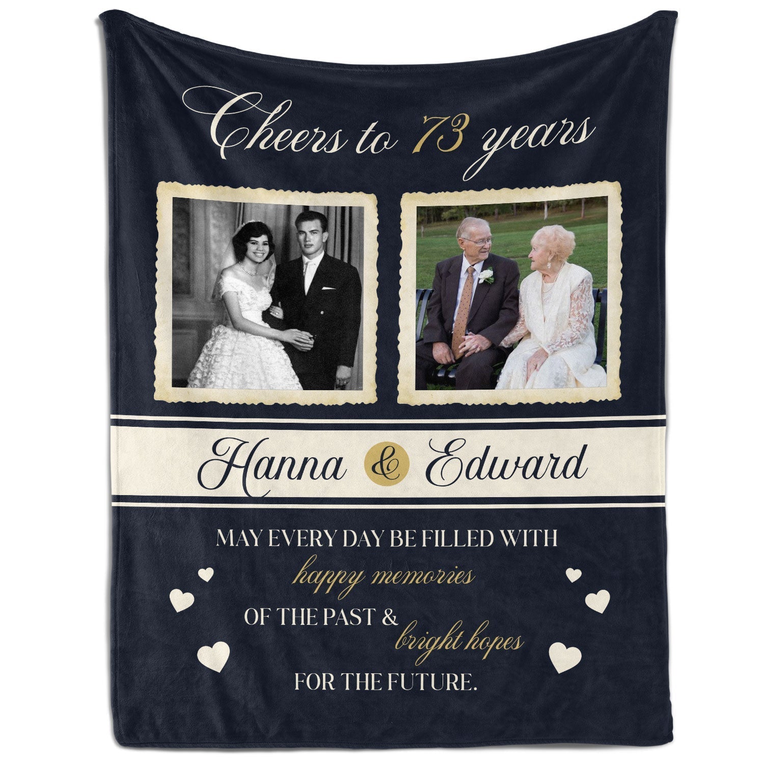 Cheers to 73 Years - Personalized 73 Year Anniversary gift For Parents or Grandparents - Custom Blanket - Elizabethfashions