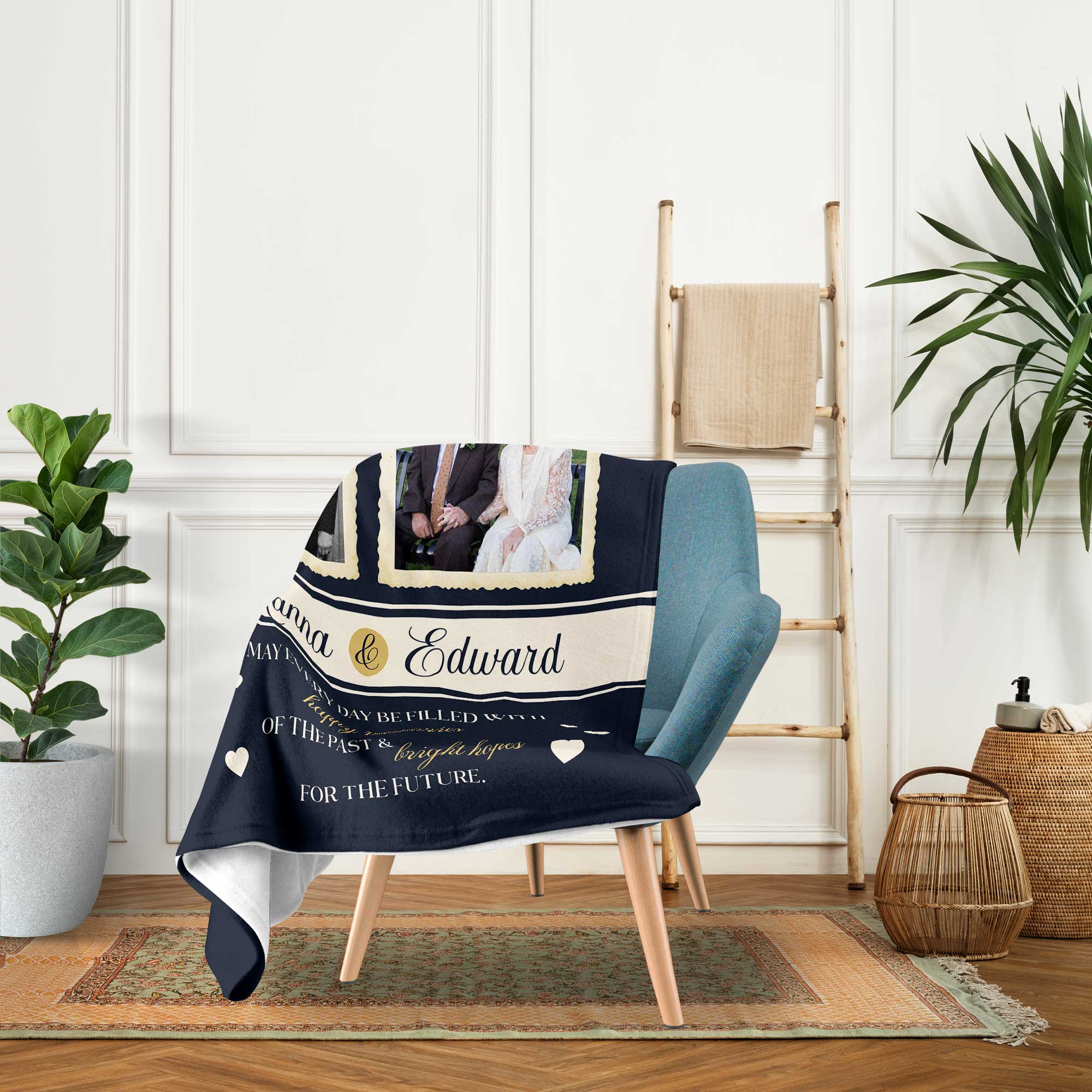 Cheers to 73 Years - Personalized 73 Year Anniversary gift For Parents or Grandparents - Custom Blanket - Elizabethfashions