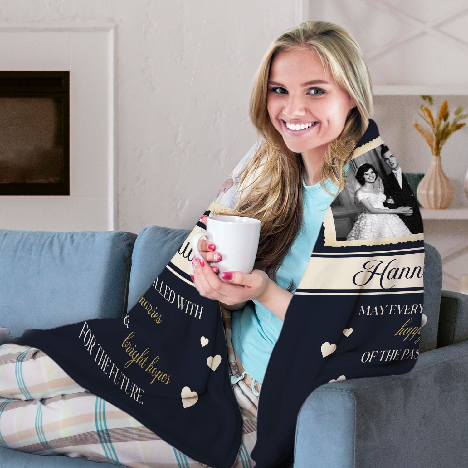 Cheers to 73 Years - Personalized 73 Year Anniversary gift For Parents or Grandparents - Custom Blanket - Elizabethfashions