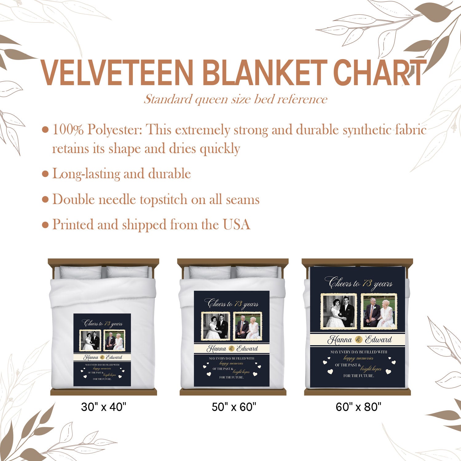 Cheers to 73 Years - Personalized 73 Year Anniversary gift For Parents or Grandparents - Custom Blanket - Elizabethfashions