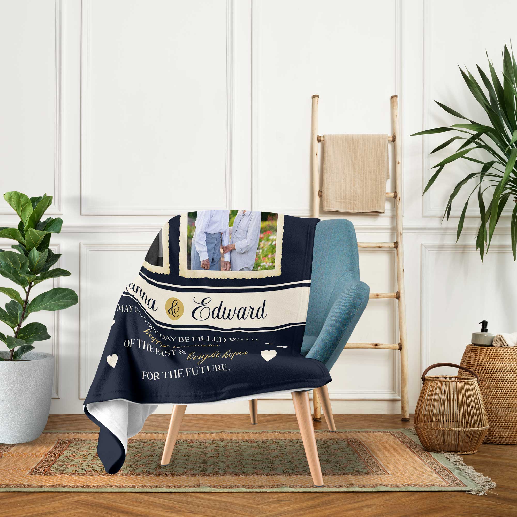 Cheers to 74 Years - Personalized 74 Year Anniversary gift For Parents or Grandparents - Custom Blanket - Elizabeth Fashions