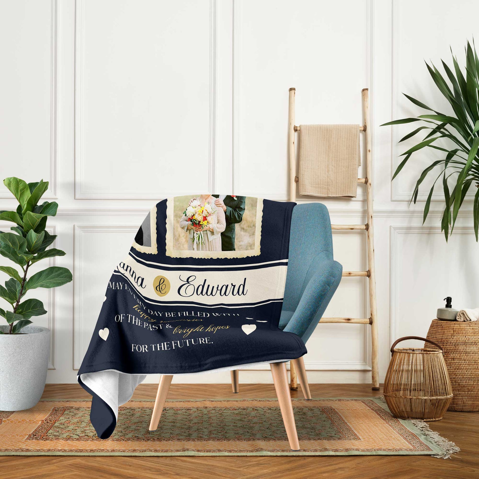 Cheers to 75 Years - Personalized 75 Year Anniversary gift For Parents or Grandparents - Custom Blanket - Elizabeth Fashions