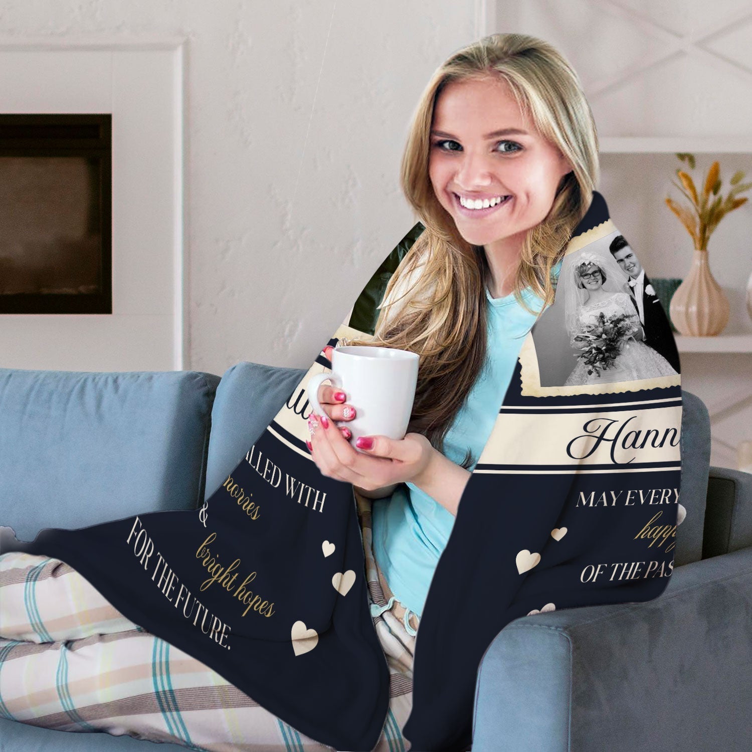 Cheers to 75 Years - Personalized 75 Year Anniversary gift For Parents or Grandparents - Custom Blanket - Elizabeth Fashions