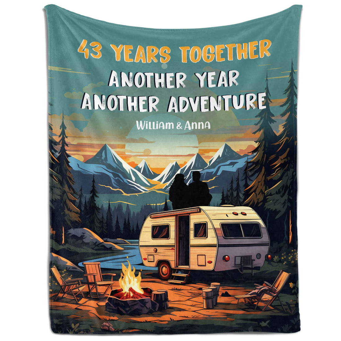 43 Years Together - Personalized 43 Year Anniversary gift For Parents, Husband or Wife - Custom Blanket - Elizabeth Fashions