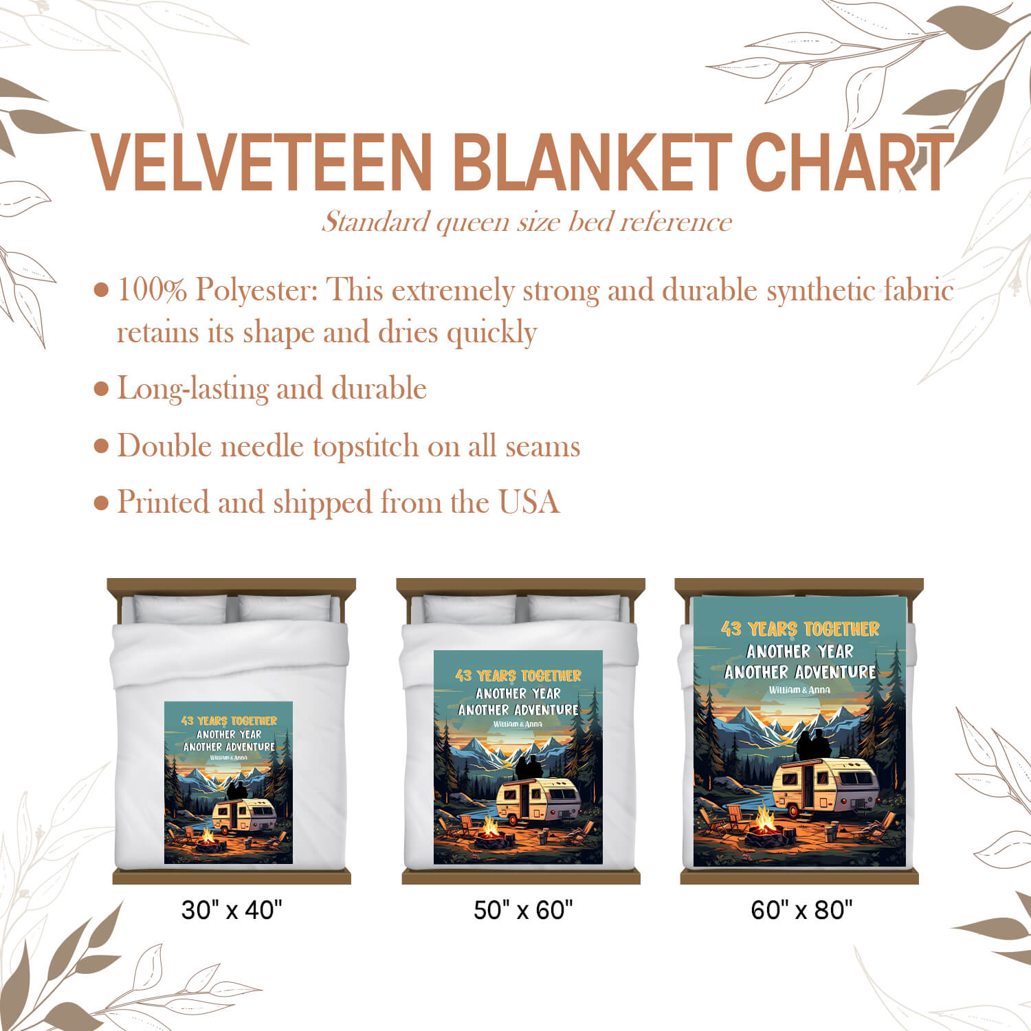 43 Years Together - Personalized 43 Year Anniversary gift For Parents, Husband or Wife - Custom Blanket - Elizabeth Fashions