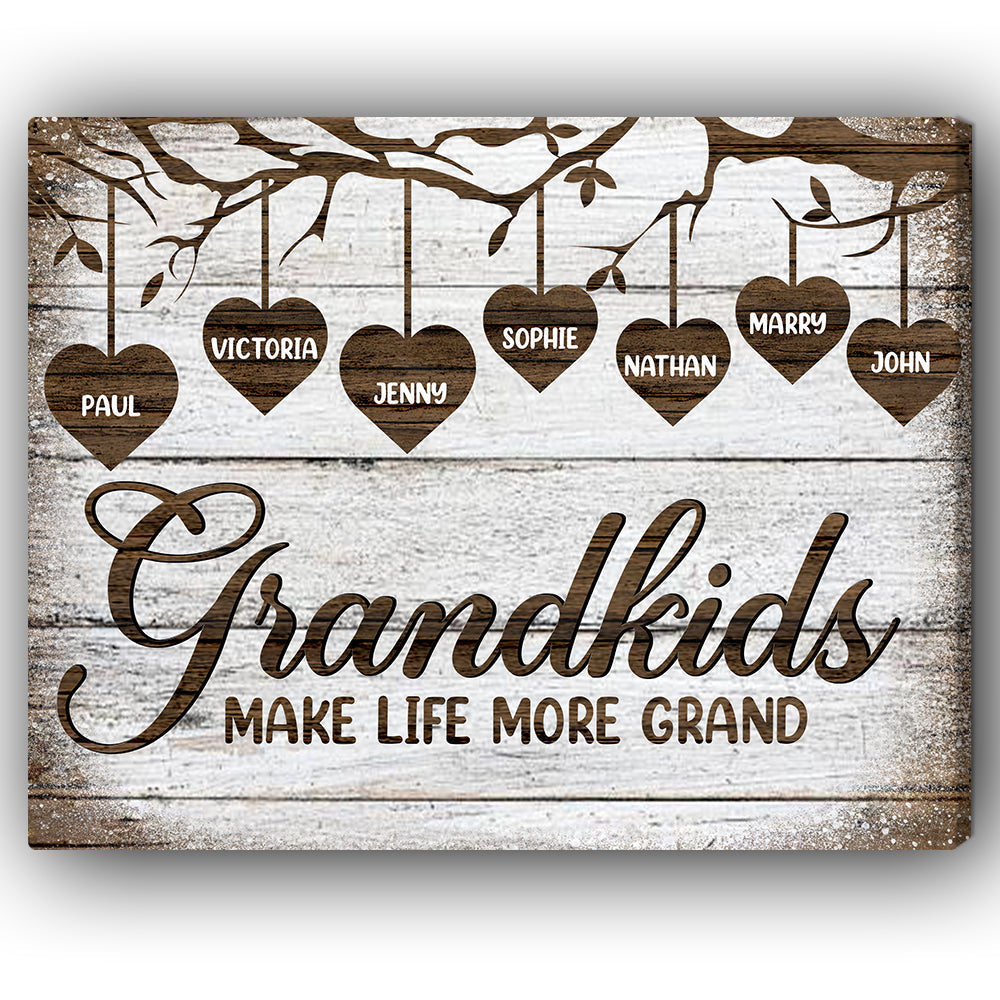 Grandkids make life 
more grand - Personalized Father's Day or Birthday gift for Grandpa - Custom Canvas Print - Elizabeth Fashions