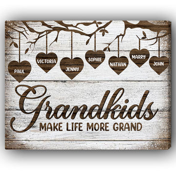 Grandkids make life 
more grand - Personalized Father's Day or Birthday gift for Grandpa - Custom Canvas Print - Elizabeth Fashions