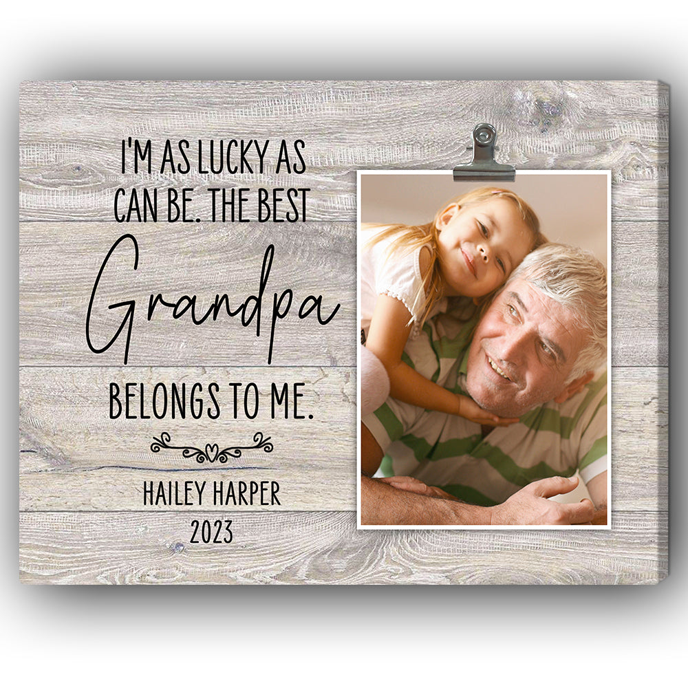 I'm as lucky as can be - Personalized Father's Day gift for Grandpa from Grandchildren - Custom Canvas Print - Elizabeth Fashions