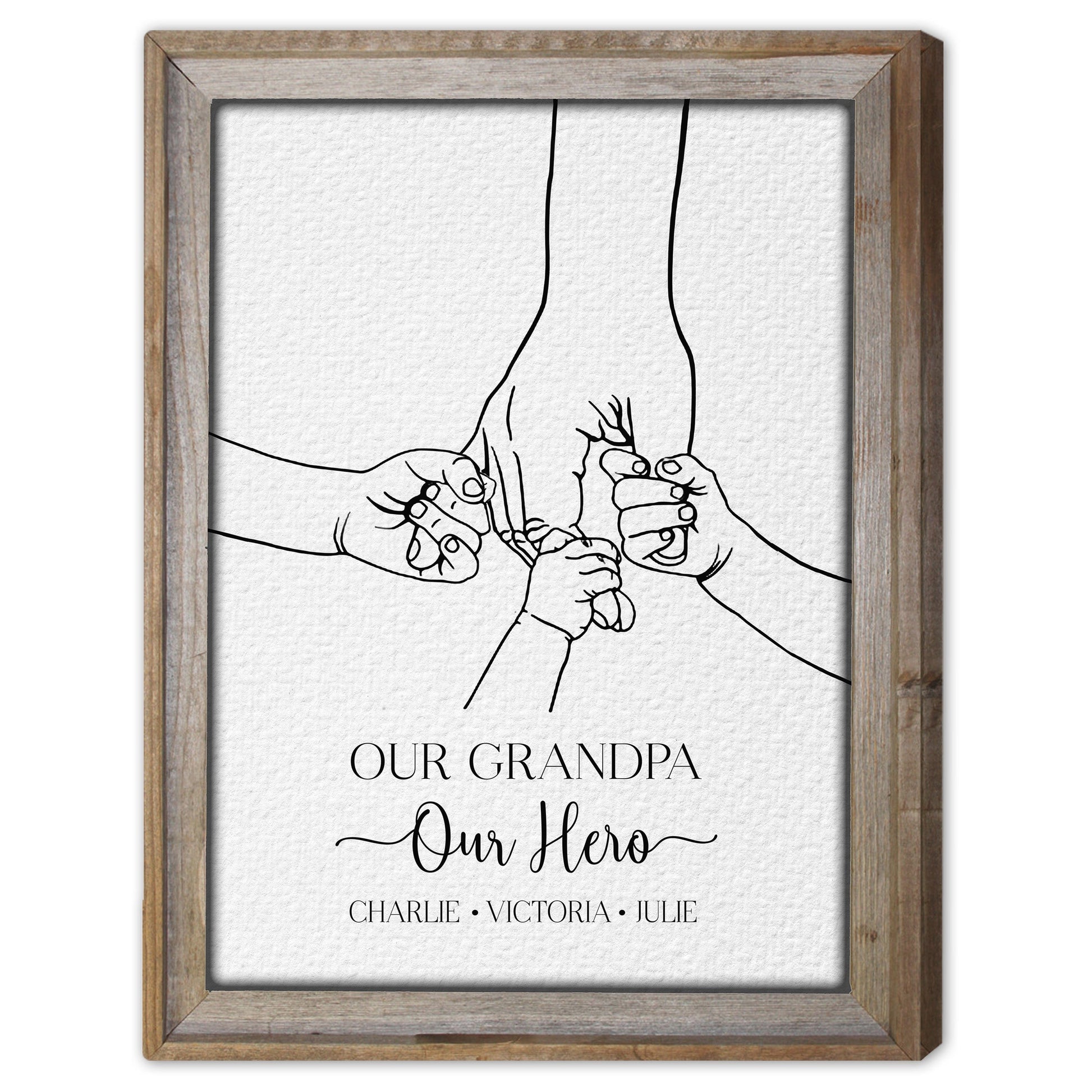 Our Grandpa Our hero - Personalized Father's Day gift for Grandpa - Custom Canvas Print - Elizabeth Fashions