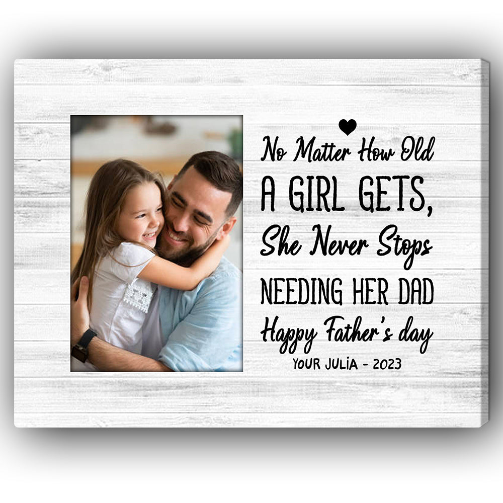 Needing Her Dad - Personalized Father's Day gift for Dad from Daughter - Custom Canvas Print - Elizabeth Fashions